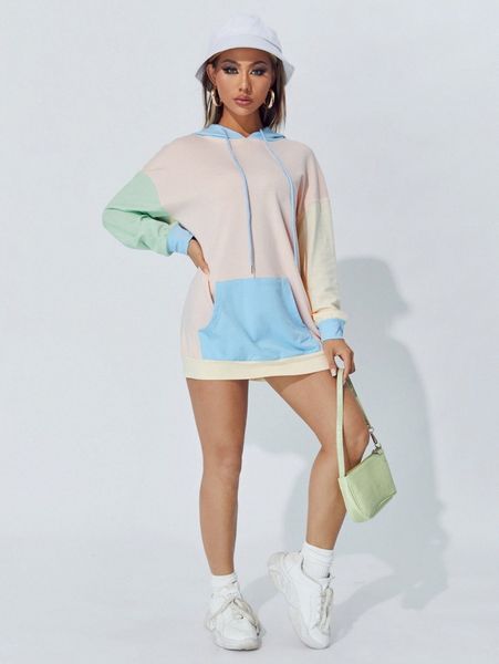 petite drop shoulder drawstring detail colorblock hooded dress g1hy#, White;black
petite drop shoulder drawstring detail colorblock hooded dress g1hy#, White;black