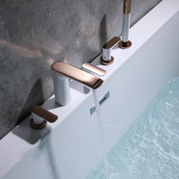 fashion brass 5 holes bathroom bathtub faucet white rose gold bathroom shower faucet waterfall
fashion brass 5 holes bathroom bathtub faucet white rose gold bathroom shower faucet waterfall
