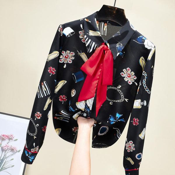 shirt women 2021 spring new arrival korean modis print bow sweet chiffon blouse elegant, White
shirt women 2021 spring new arrival korean modis print bow sweet chiffon blouse elegant, White