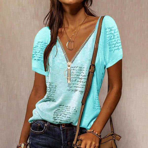 women's t-shirt loose zipper 2021 printed adjustable zippes v-neck short sleeve t shirt pullover casual wild t-shirts, White
women's t-shirt loose zipper 2021 printed adjustable zippes v-neck short sleeve t shirt pullover casual wild t-shirts, White