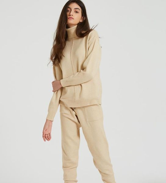 women's two piece pants 2021 2 pieces set women knitted tracksuit turtleneck sweater + carrot jogging pullover chic outwear, White
women's two piece pants 2021 2 pieces set women knitted tracksuit turtleneck sweater + carrot jogging pullover chic outwear, White