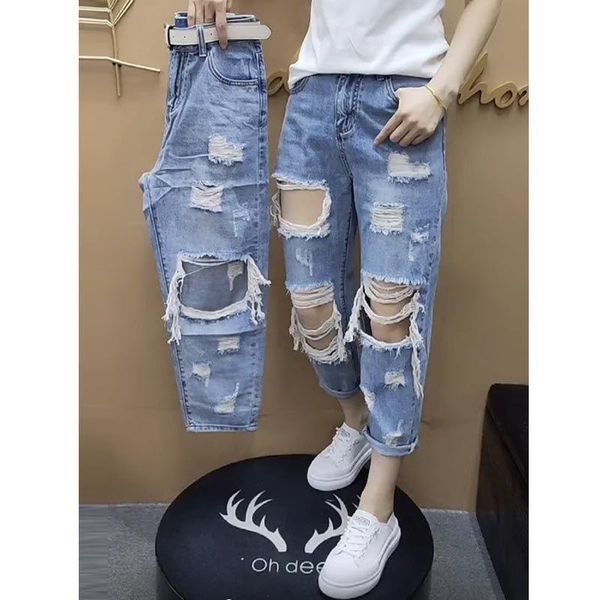 women's jeans plus size holes women summer all-match beggar ripped jean thin high waist non-elastic denim pants blue streetwear
women's jeans plus size holes women summer all-match beggar ripped jean thin high waist non-elastic denim pants blue streetwear