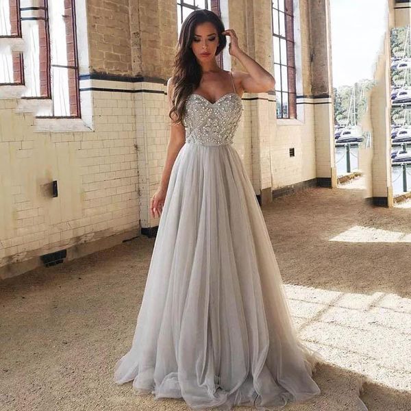 party dresses light gray evening 2021 spaghetti straps sleeveless lace sequins tulle blackless floor length elegant prom gown, White;black
party dresses light gray evening 2021 spaghetti straps sleeveless lace sequins tulle blackless floor length elegant prom gown, White;black