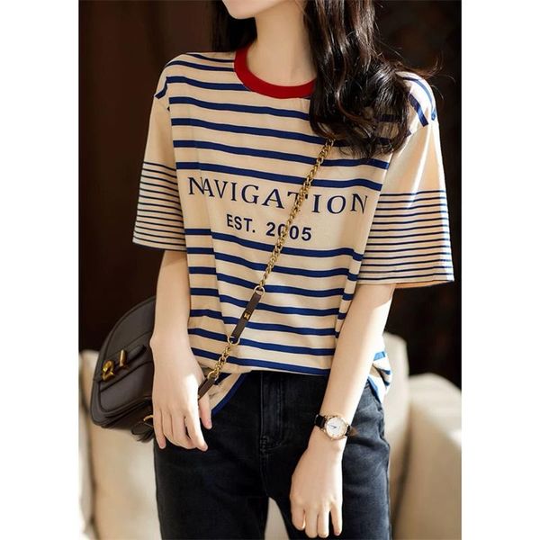 2021 summer new letter printing short sleeve striped t-shirt for female students, White
2021 summer new letter printing short sleeve striped t-shirt for female students, White