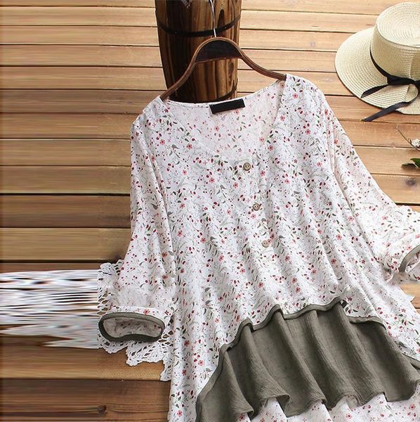 plus size fashion casual linen floral print blouse irregular loose tee female womens long sleeve shirt blusas pullover, White
plus size fashion casual linen floral print blouse irregular loose tee female womens long sleeve shirt blusas pullover, White