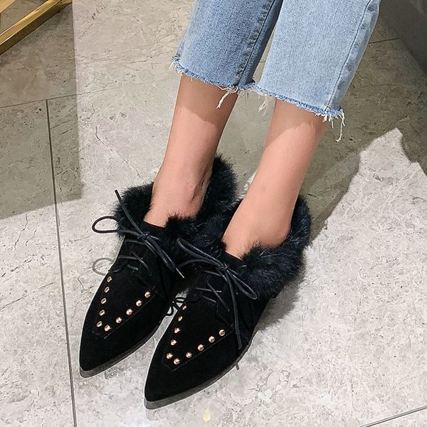 womens natural suede leather lace-up flats single-shoes rivet warm plush winter casual female comfortable footwear shoes womendress shoes, Black
womens natural suede leather lace-up flats single-shoes rivet warm plush winter casual female comfortable footwear shoes womendress shoes, Black