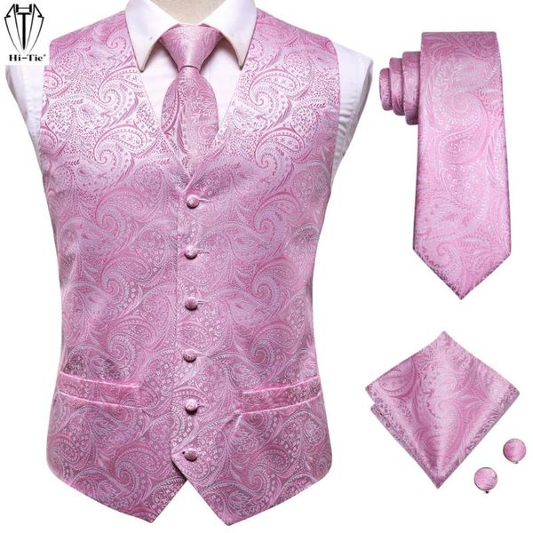 men's vests hi-tie luxury silk mens suit pink paisley floral 4pc jacquard waistcoat men vest tie hanky cufflinks set for dress wedding, Black;white
men's vests hi-tie luxury silk mens suit pink paisley floral 4pc jacquard waistcoat men vest tie hanky cufflinks set for dress wedding, Black;white