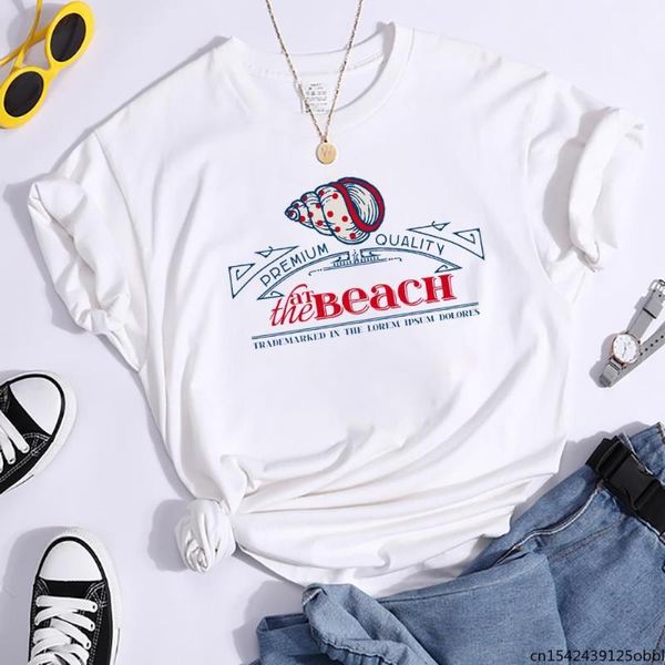 women's t-shirt the at beach printing tshirts woman fashion style breathable creativity soft summer loose, White
women's t-shirt the at beach printing tshirts woman fashion style breathable creativity soft summer loose, White