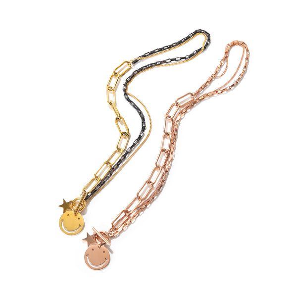 selling creative personality smile star multi layer titanium steel necklace women's fashion versatile sweater chain, Silver
selling creative personality smile star multi layer titanium steel necklace women's fashion versatile sweater chain, Silver