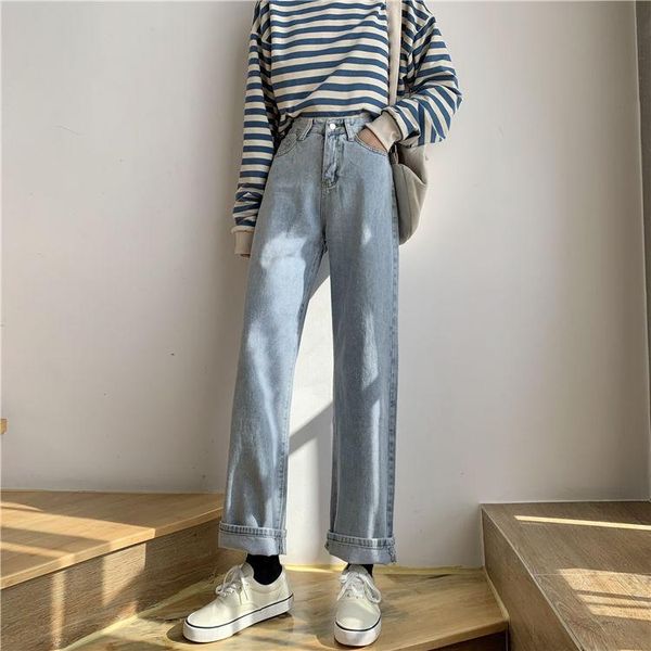 women's jeans woman pants spring and autumn high waist loose light color straight trousers pantalones vaqueros mujer, Blue
women's jeans woman pants spring and autumn high waist loose light color straight trousers pantalones vaqueros mujer, Blue