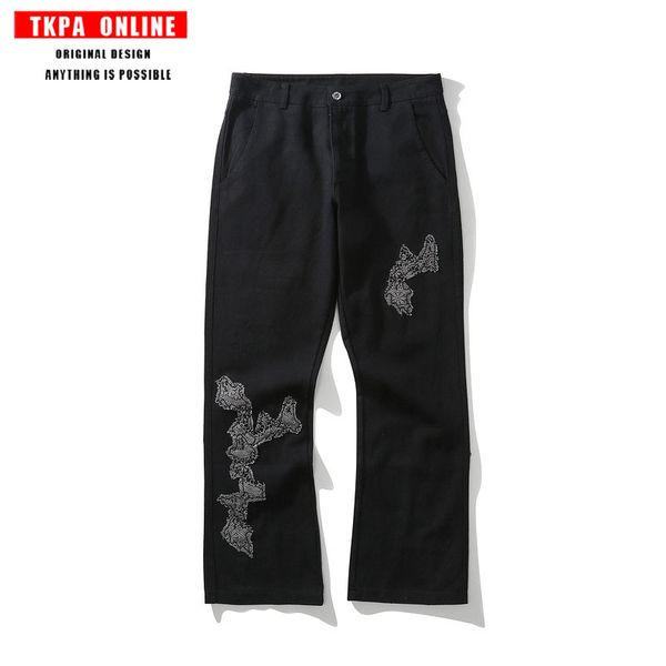 tkpans high street harajuku lace embroidered straight jeans men's trendy casual pants, Black
tkpans high street harajuku lace embroidered straight jeans men's trendy casual pants, Black