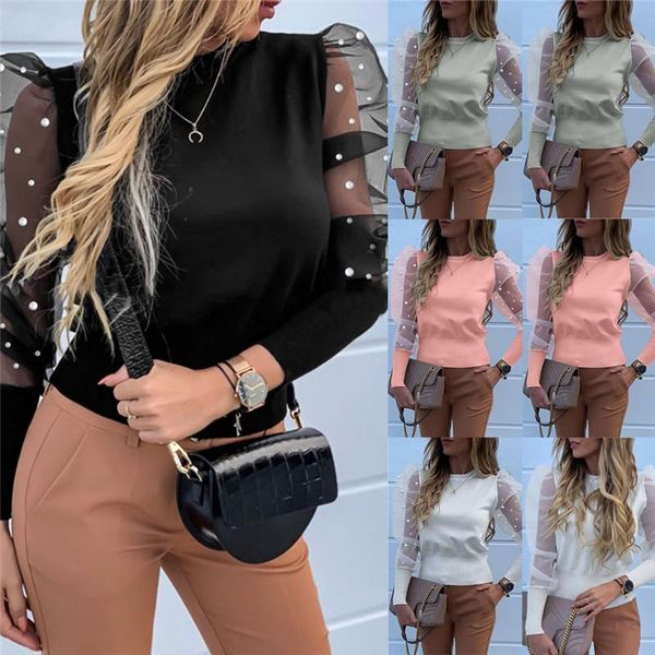 women fashion puff mesh sleeve mesh lace sleeve pearls pullovers lady shirt blouse solid summer female clothing, White
women fashion puff mesh sleeve mesh lace sleeve pearls pullovers lady shirt blouse solid summer female clothing, White