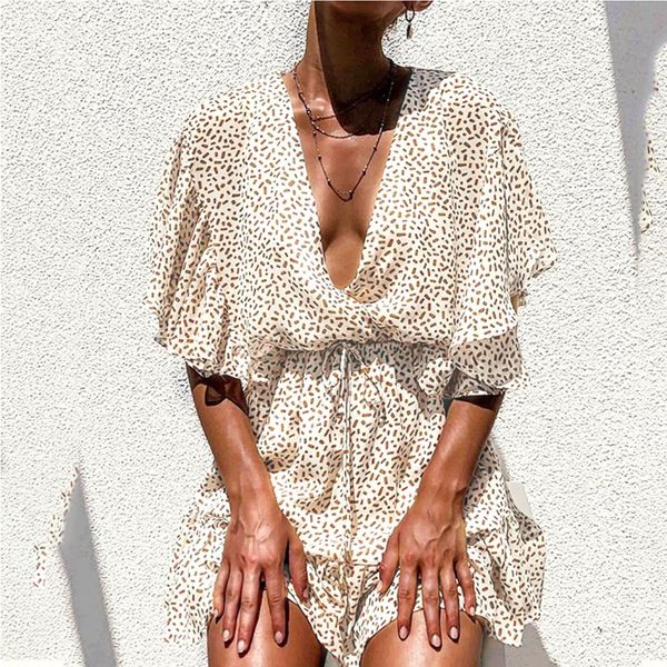 2021 summer dress women casual short sleeve dot print beach dress v neck party mini dress elegant loose dresses robe#j30 xq5v, Black;gray
2021 summer dress women casual short sleeve dot print beach dress v neck party mini dress elegant loose dresses robe#j30 xq5v, Black;gray