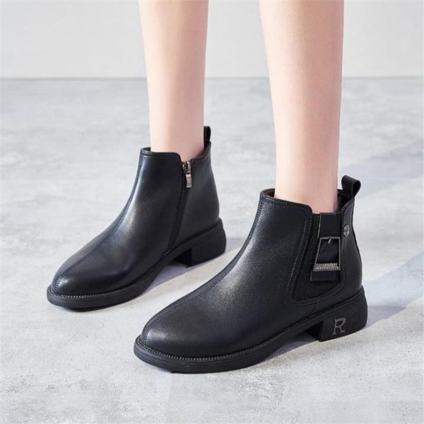 boots kids women's autumn and winter shoes thick heel european american middle, Black