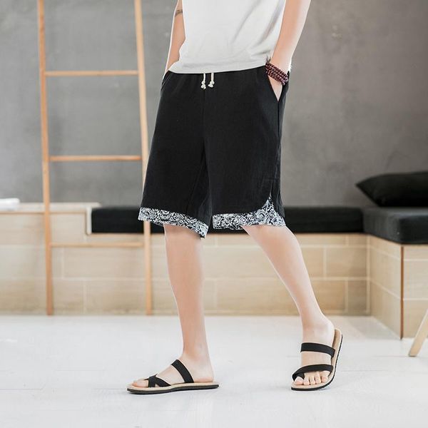 men's shorts men summer straight five-point harem pants chinese style printing casual home splicing elastic band pockets beach m-5xl, White;black
men's shorts men summer straight five-point harem pants chinese style printing casual home splicing elastic band pockets beach m-5xl, White;black