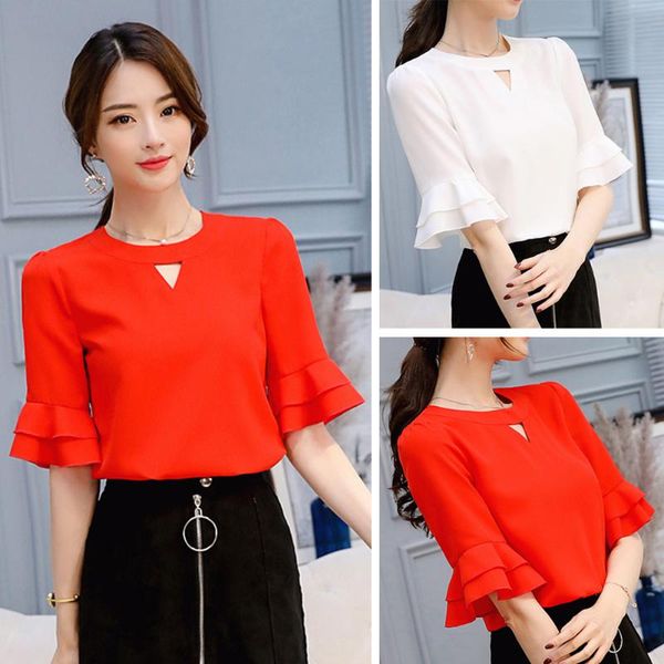 women's blouses & shirts 2021 summer women short sleeve chiffon blouse korean style elegant office ladies plus size work femal clothin, White
women's blouses & shirts 2021 summer women short sleeve chiffon blouse korean style elegant office ladies plus size work femal clothin, White