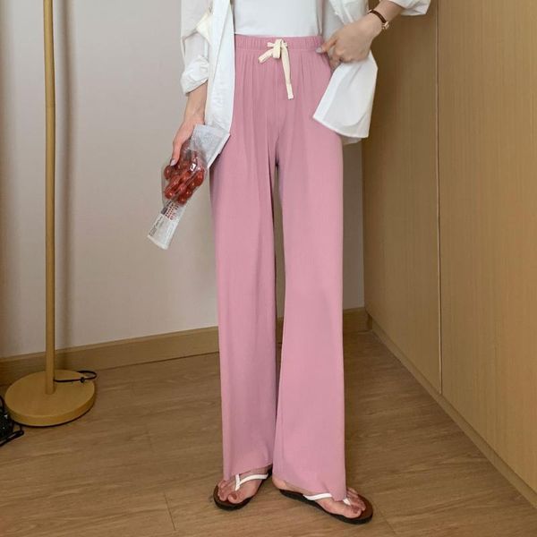 women's pants & capris casual wide leg women 2021 summer korean style streetwear solid drawstring elastic waist thin knit long trousers, Black;white
women's pants & capris casual wide leg women 2021 summer korean style streetwear solid drawstring elastic waist thin knit long trousers, Black;white