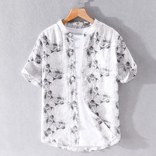 2021 new summer casual linen short-sleeved stand collar loose shirts for men fashion breathable shirt mens chemise camisa 4jm3, White;black
2021 new summer casual linen short-sleeved stand collar loose shirts for men fashion breathable shirt mens chemise camisa 4jm3, White;black