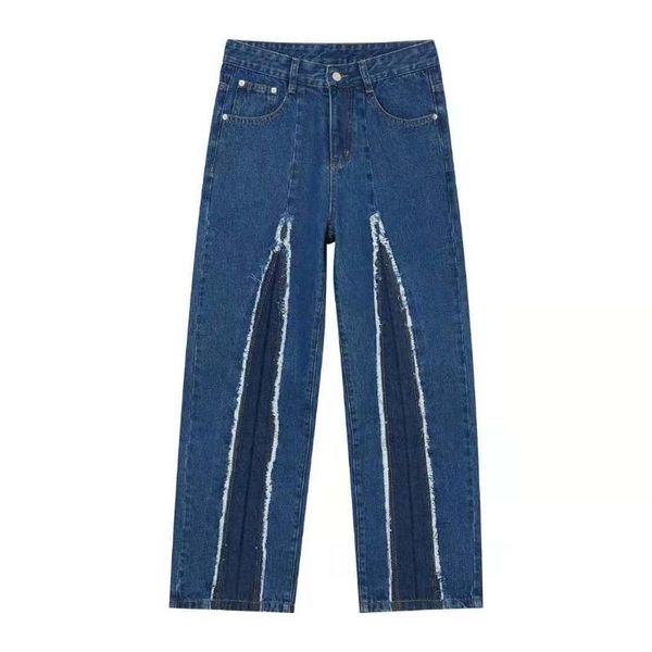 men's jeans fashion men stitching design straight leg korean thin wide pants loose casual trousers unisex, Blue
men's jeans fashion men stitching design straight leg korean thin wide pants loose casual trousers unisex, Blue