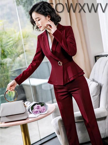 

women's suits & blazers novelty wine formal uniform designs women business with pants and jackets coat professional set autumn winter, White;black