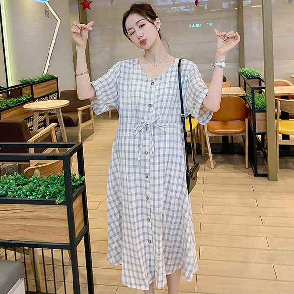 maternity dresses 6007# summer chic ins plaid dress sweet korean fashion clothes for pregnant women a line loose pregnancy clothing, White
maternity dresses 6007# summer chic ins plaid dress sweet korean fashion clothes for pregnant women a line loose pregnancy clothing, White