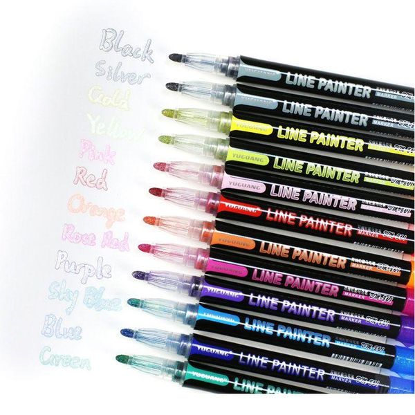 12 colors/set double line pen metallic glitter color outline art marker pen diy album marking pens for painting school jllcwp
12 colors/set double line pen metallic glitter color outline art marker pen diy album marking pens for painting school jllcwp