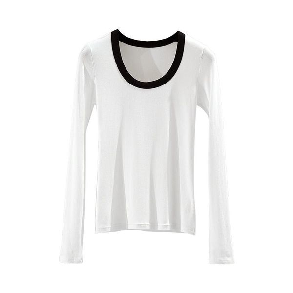 women's t-shirt plus size women pullover solid slim bottoming shirt autumn long sleeve, White
women's t-shirt plus size women pullover solid slim bottoming shirt autumn long sleeve, White
