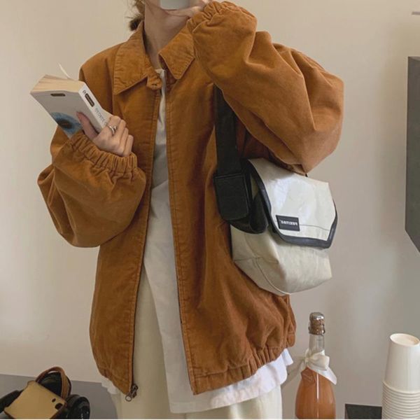 women's jackets corduroy jacket cotton autumn winter loose lapel clip warm long sleeve female, Black;brown
women's jackets corduroy jacket cotton autumn winter loose lapel clip warm long sleeve female, Black;brown