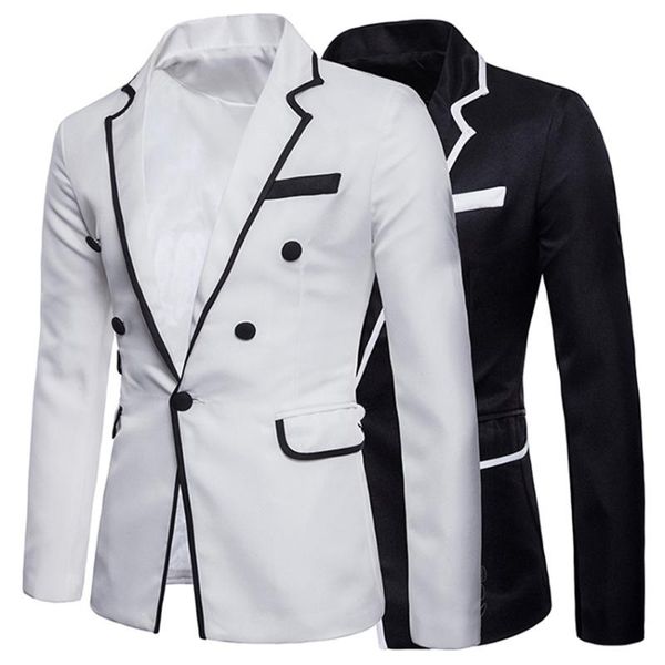 men's suits & blazers mens fashion slim fit suit blazer autumn male casual solid jacket masculine one button clothes prom, White;black
men's suits & blazers mens fashion slim fit suit blazer autumn male casual solid jacket masculine one button clothes prom, White;black