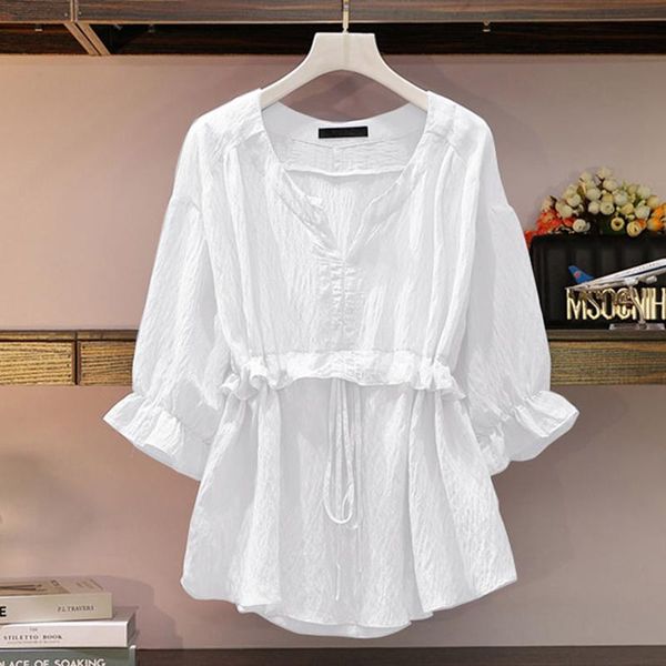 women's blouses & shirts shirt summer 2021 korean version loose and thin waist v-neck blouse fashion solid color chiffon, White
women's blouses & shirts shirt summer 2021 korean version loose and thin waist v-neck blouse fashion solid color chiffon, White