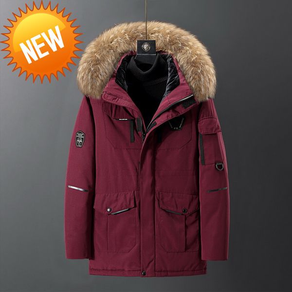 -30 degree winter jacket men down parkas warm white duck hooded mid long fur collar coat waterproof male, Black
-30 degree winter jacket men down parkas warm white duck hooded mid long fur collar coat waterproof male, Black