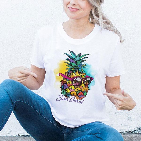 women's t-shirt women summer pineapple graphic printing t shirt vintage harajuku korean beach style streetwear kawaii, White
women's t-shirt women summer pineapple graphic printing t shirt vintage harajuku korean beach style streetwear kawaii, White
