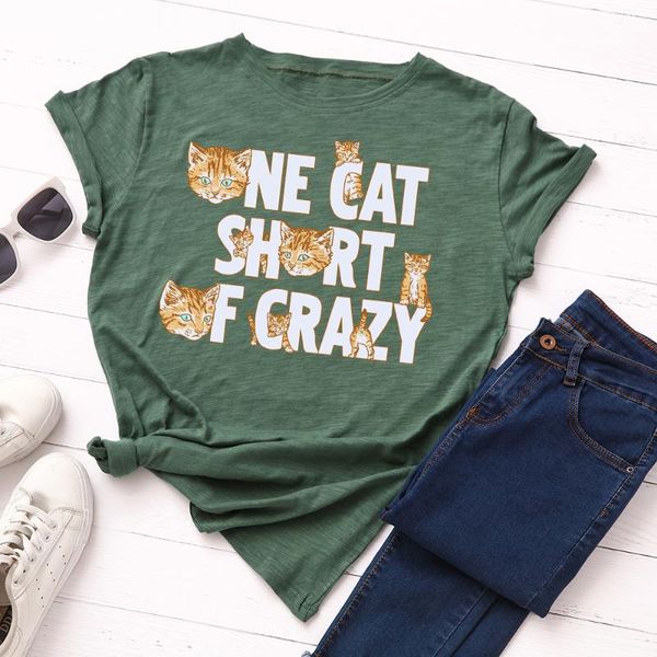 women's t-shirt women short sleeve cotton t-shirts graphic tees summer tee for female casual oversized clothes one cat of crazy, White
women's t-shirt women short sleeve cotton t-shirts graphic tees summer tee for female casual oversized clothes one cat of crazy, White