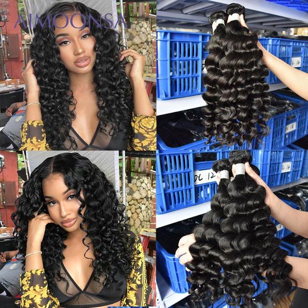 human hair bulks brazilian weave bundles loose wave extensions 3 pieces remy aimoonsa products, Black
human hair bulks brazilian weave bundles loose wave extensions 3 pieces remy aimoonsa products, Black
