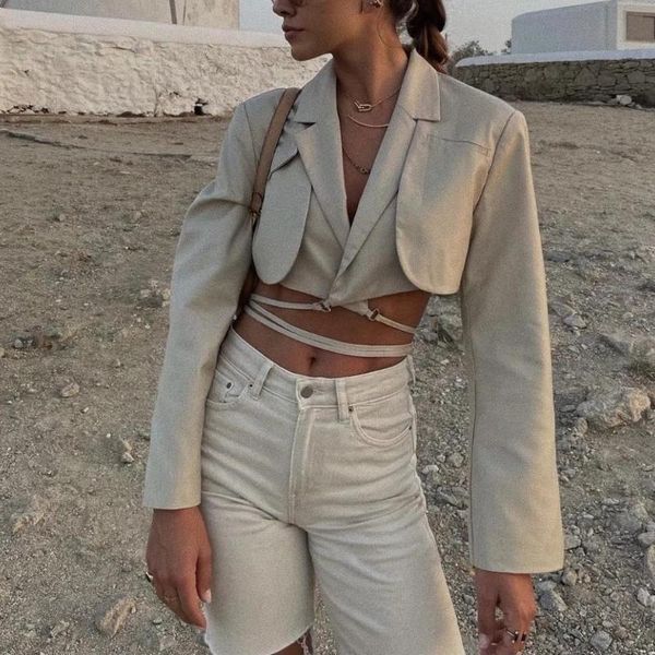 women's suits & blazers fall 2021 business casual for women elegant cropped blazer office wear drawstring belt designer, White;black
women's suits & blazers fall 2021 business casual for women elegant cropped blazer office wear drawstring belt designer, White;black