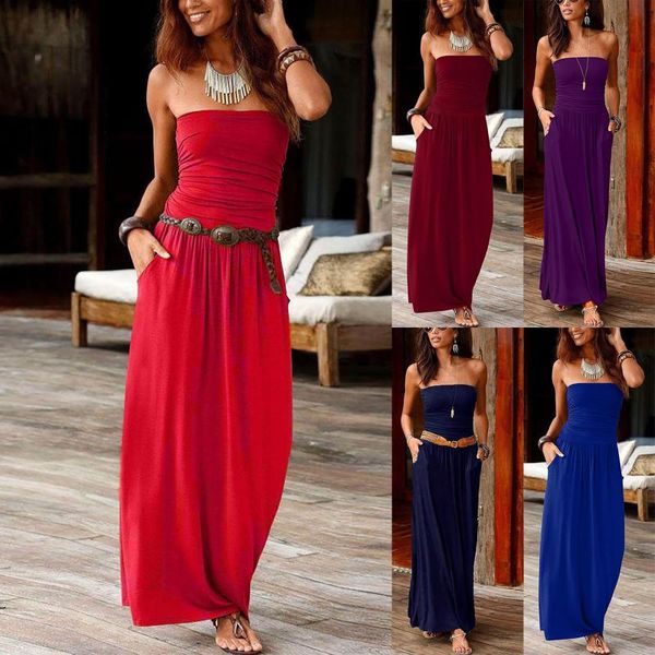 casual dresses dress women's tube off shoulder long ladies summer solid maxi bandeau holiday vestidos jurken, Black;gray
casual dresses dress women's tube off shoulder long ladies summer solid maxi bandeau holiday vestidos jurken, Black;gray
