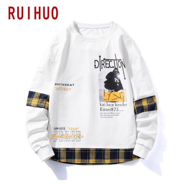 men's hoodies & sweatshirts ruihuo plaid casual sweatshirt men clothing harajuku japan style streetwear m-3xl 2021 arrivals, Black
men's hoodies & sweatshirts ruihuo plaid casual sweatshirt men clothing harajuku japan style streetwear m-3xl 2021 arrivals, Black