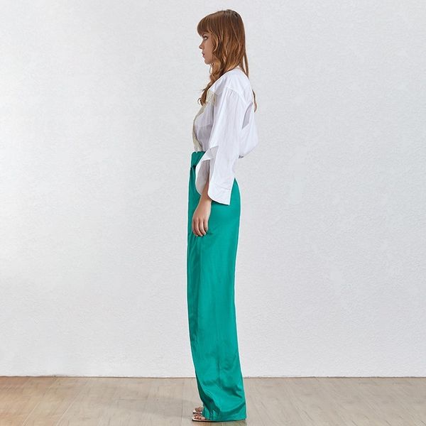 summer solid chiffon trousers for women high waist ruffles drawstring bandage wide leg pants female fashion 2021, Black;white
summer solid chiffon trousers for women high waist ruffles drawstring bandage wide leg pants female fashion 2021, Black;white