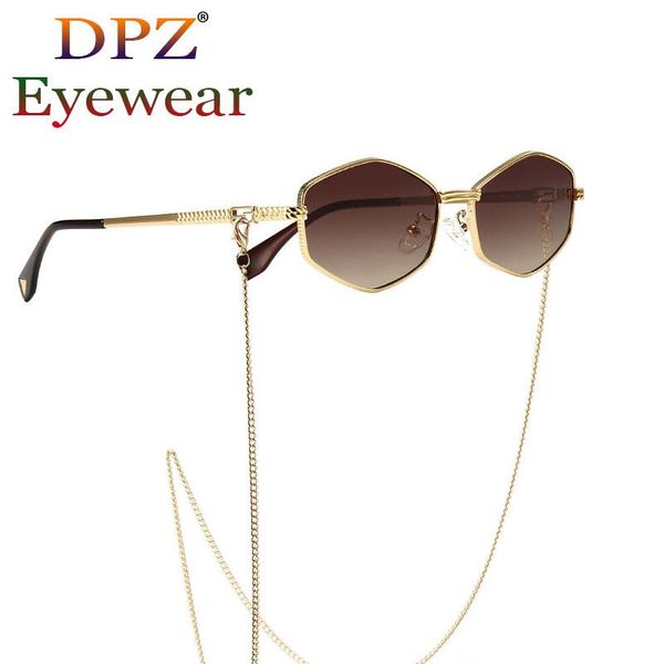 sunglasses 2021 fashion vintage classic polygon metal style with chain women trendy brand design sun glasses, White;black
sunglasses 2021 fashion vintage classic polygon metal style with chain women trendy brand design sun glasses, White;black
