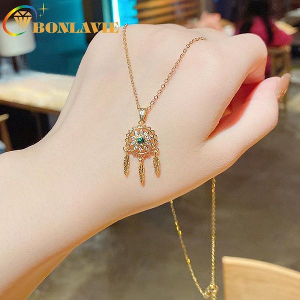 chokers bonlavie green zircon dream catcher pendant necklace women titanium steel chain cool jewelry, Golden;silver
chokers bonlavie green zircon dream catcher pendant necklace women titanium steel chain cool jewelry, Golden;silver