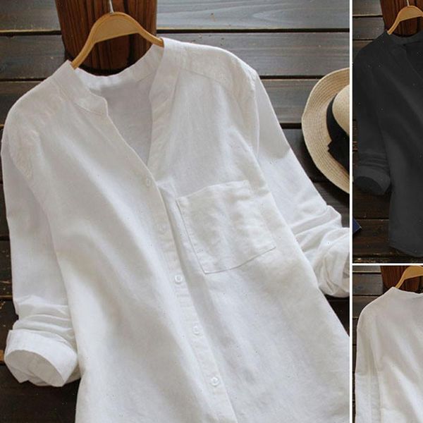 2021 new blouse women cotton linen casual solid long sleeve shirt blouse button down lady blouses female, White
2021 new blouse women cotton linen casual solid long sleeve shirt blouse button down lady blouses female, White