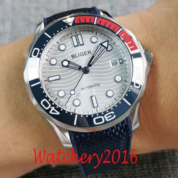 41mm mechanical white men watch 24 jewels nh35a rubber strap luminous dial flat sapphire crystal seeing glass back wristwatches, Slivery;brown
41mm mechanical white men watch 24 jewels nh35a rubber strap luminous dial flat sapphire crystal seeing glass back wristwatches, Slivery;brown
