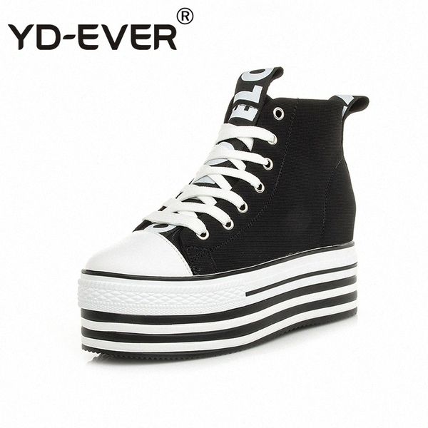 yd-ever 9cm genuine leather women boots super high heel platform wedge canvas shoes height increasing lace up casual sneakers i5z4#, Black
yd-ever 9cm genuine leather women boots super high heel platform wedge canvas shoes height increasing lace up casual sneakers i5z4#, Black