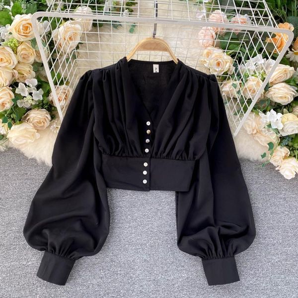 autumn 2021 new solid shirts v-neck single braested short retro lantern sleeve blouse women rdld, White;black
autumn 2021 new solid shirts v-neck single braested short retro lantern sleeve blouse women rdld, White;black