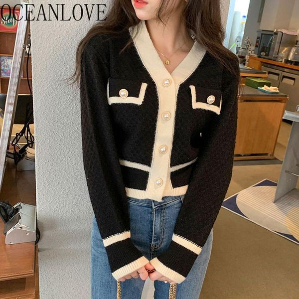 women's knits & tees oceanlove office lady korean jersey mujer v neck contrast color vintage elegant autumn cardigans ins short winter, White
women's knits & tees oceanlove office lady korean jersey mujer v neck contrast color vintage elegant autumn cardigans ins short winter, White