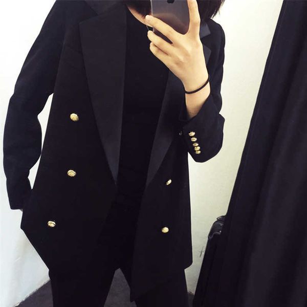 professional women's suit large size casual double-breasted temperament black ladies jacket trendy office blazer 210527, White;black
professional women's suit large size casual double-breasted temperament black ladies jacket trendy office blazer 210527, White;black