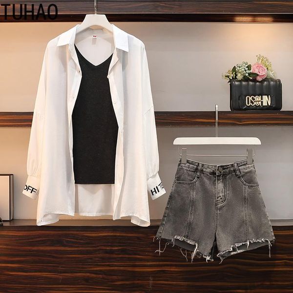 women's tracksuits tuhao women summer casual set plus size 4xl 3xl long sleeve blouse vest and jean shorts lagre clothing three piece s, Gray
women's tracksuits tuhao women summer casual set plus size 4xl 3xl long sleeve blouse vest and jean shorts lagre clothing three piece s, Gray