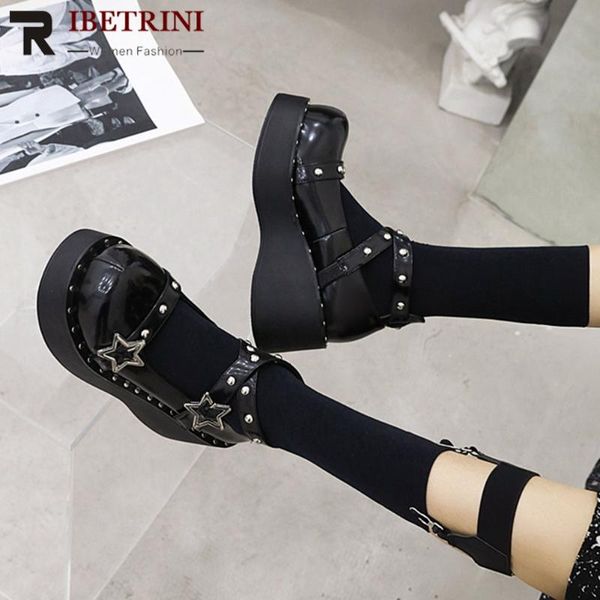dress shoes round toe cross buckle strap matal rivert platform wedges pumps for women girls summer spring marry jane party lolita, Black
dress shoes round toe cross buckle strap matal rivert platform wedges pumps for women girls summer spring marry jane party lolita, Black