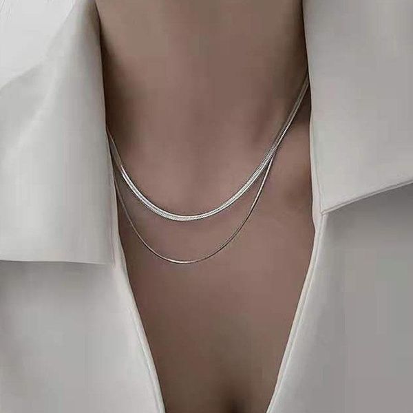 chains personality trend steel titanium double layered women's necklace cold wind snake bone chain men's and, Silver
chains personality trend steel titanium double layered women's necklace cold wind snake bone chain men's and, Silver