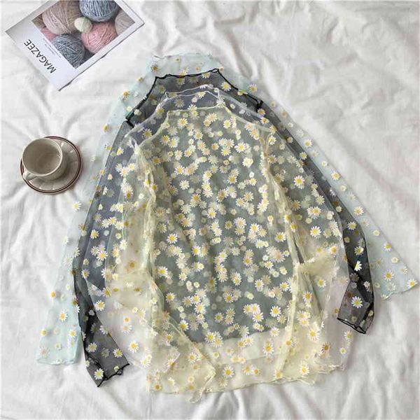 summer autumn women casual mesh pattern daisy flower printed blouse girls shirts see through shirt for female 210607, White
summer autumn women casual mesh pattern daisy flower printed blouse girls shirts see through shirt for female 210607, White